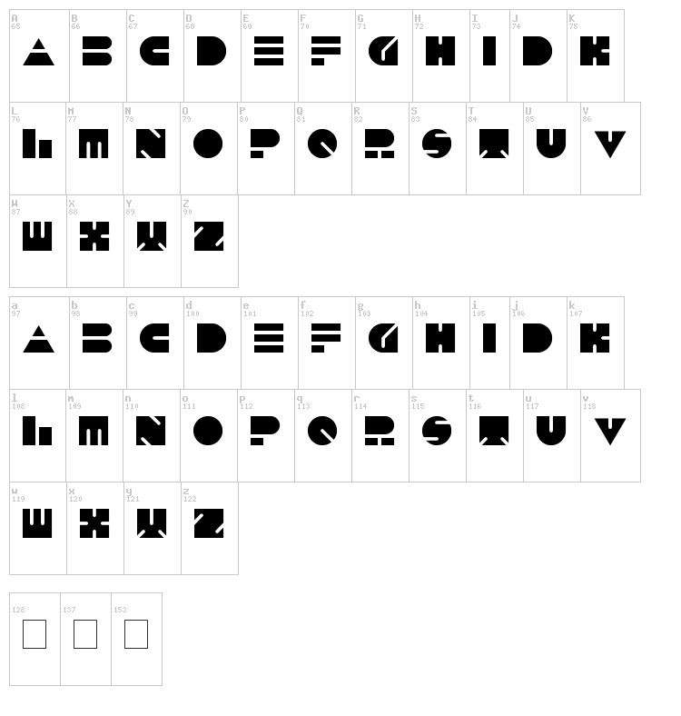 Push The Button font map